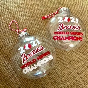 NEW Set Braves World Series champions 2021 Ornament clear flat circle Fill it up